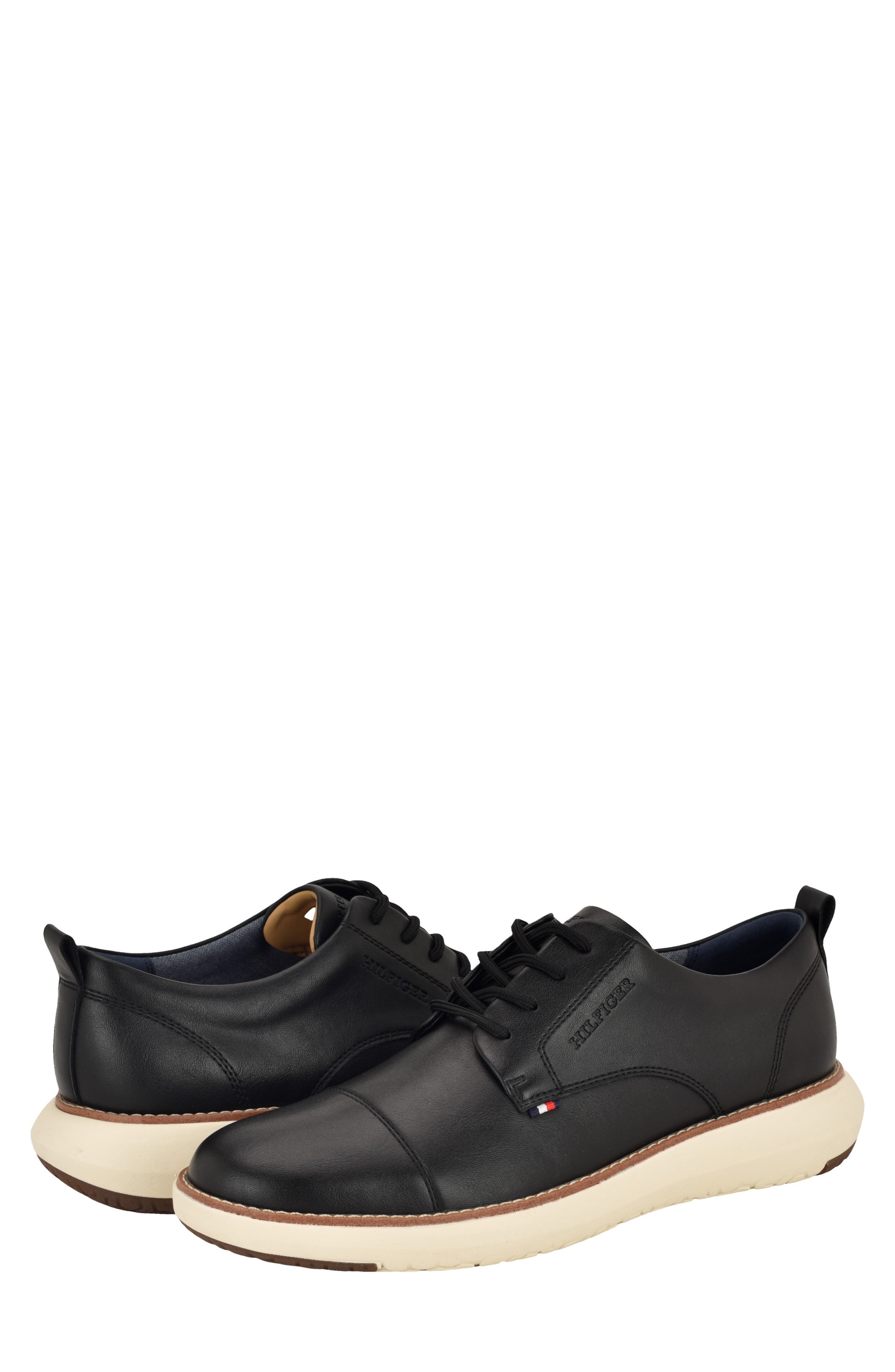 Tommy Hilfiger Fader Faux Leather Cap Toe Derby, Alternate, color, Black