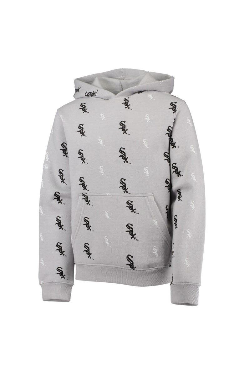 STITCHES Youth Stitches Heathered Gray Chicago White Sox Allover Print Pullover Hoodie, Alternate, color, Heather Gray