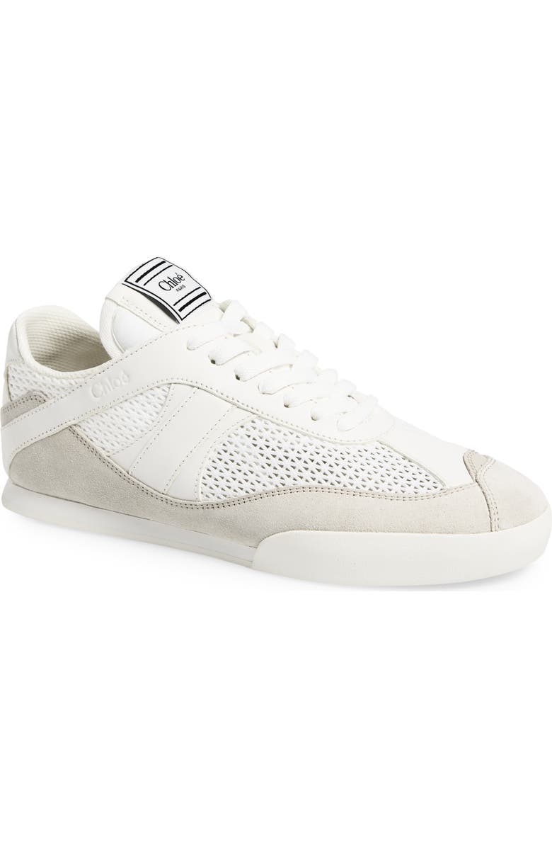 Chloé Kick Leather & Mesh Sneaker, Main, color, Cloudy Cream