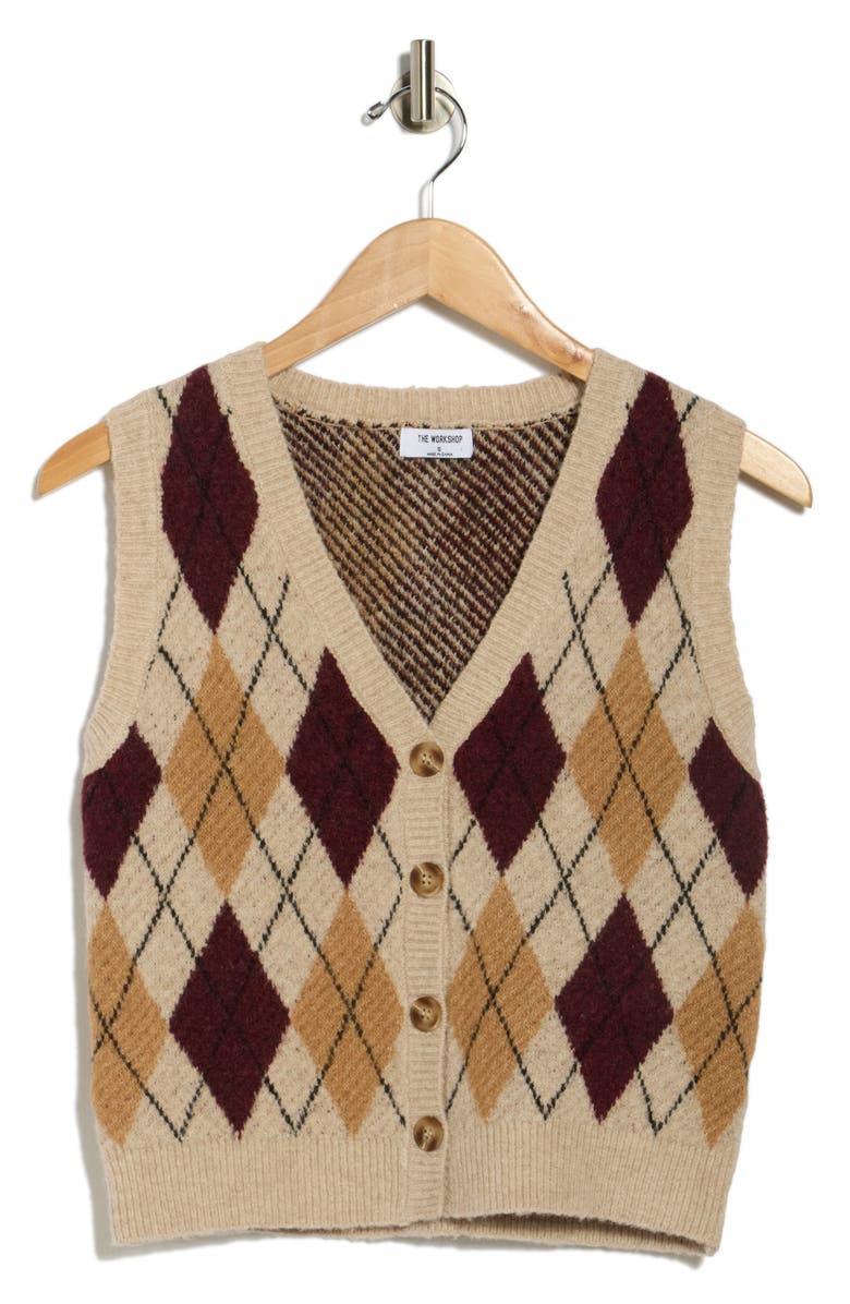 Blu Pepper Argyle Sweater Vest, Alternate, color, Light Khaki