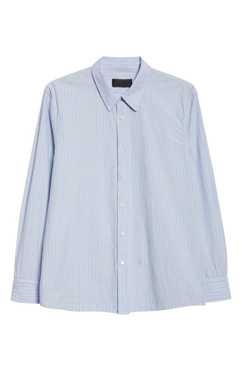 Nili Lotan Raphael Stripe Cotton Button-Up Shirt, Alternate, color, Ciel Stripes