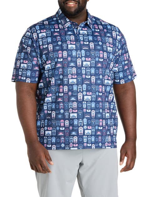 Big & Tall Whiskey Ace Printed Gold Polo Shirt