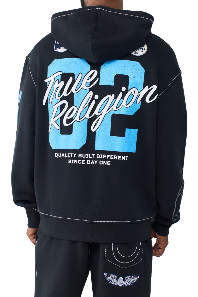 Stay True Big T Zip Hoodie, Alternate, color, JET BLACK