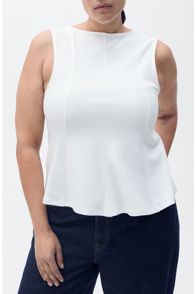 Seam Detail Sleeveless Peplum Top, Alternate, color, WHITE