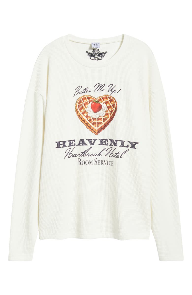 BOYS LIE Heavenly Room Service Oversize Waffle Knit Sweatshirt, Alternate, color, Off White