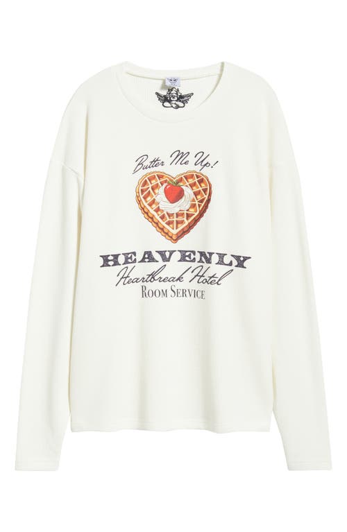 Boys Lie Heavenly Room Service Oversize Waffle Knit Sweatshirt In White