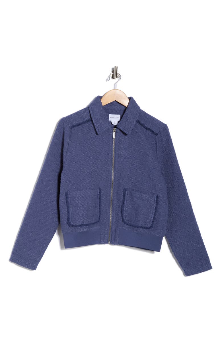 Melrose and Market Textured Bomber Jacket, Alternate, color, Blue Indigo