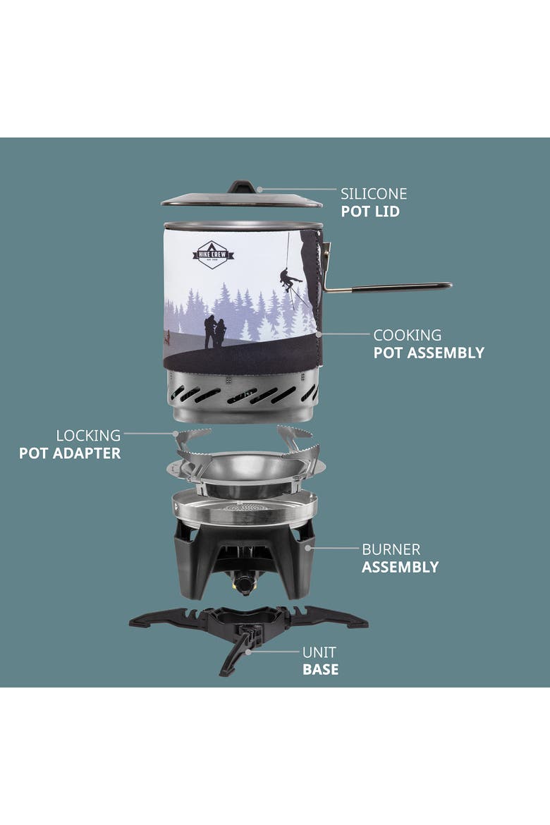 Portable Stove & Cooking System with 1L Pot, Compact Propane Stove Cooktop with Handle, Alternate, color, Black