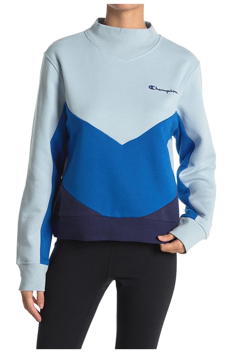 Champion Campus Chevron Stripe Mock Neck Pullover, Main, color, 