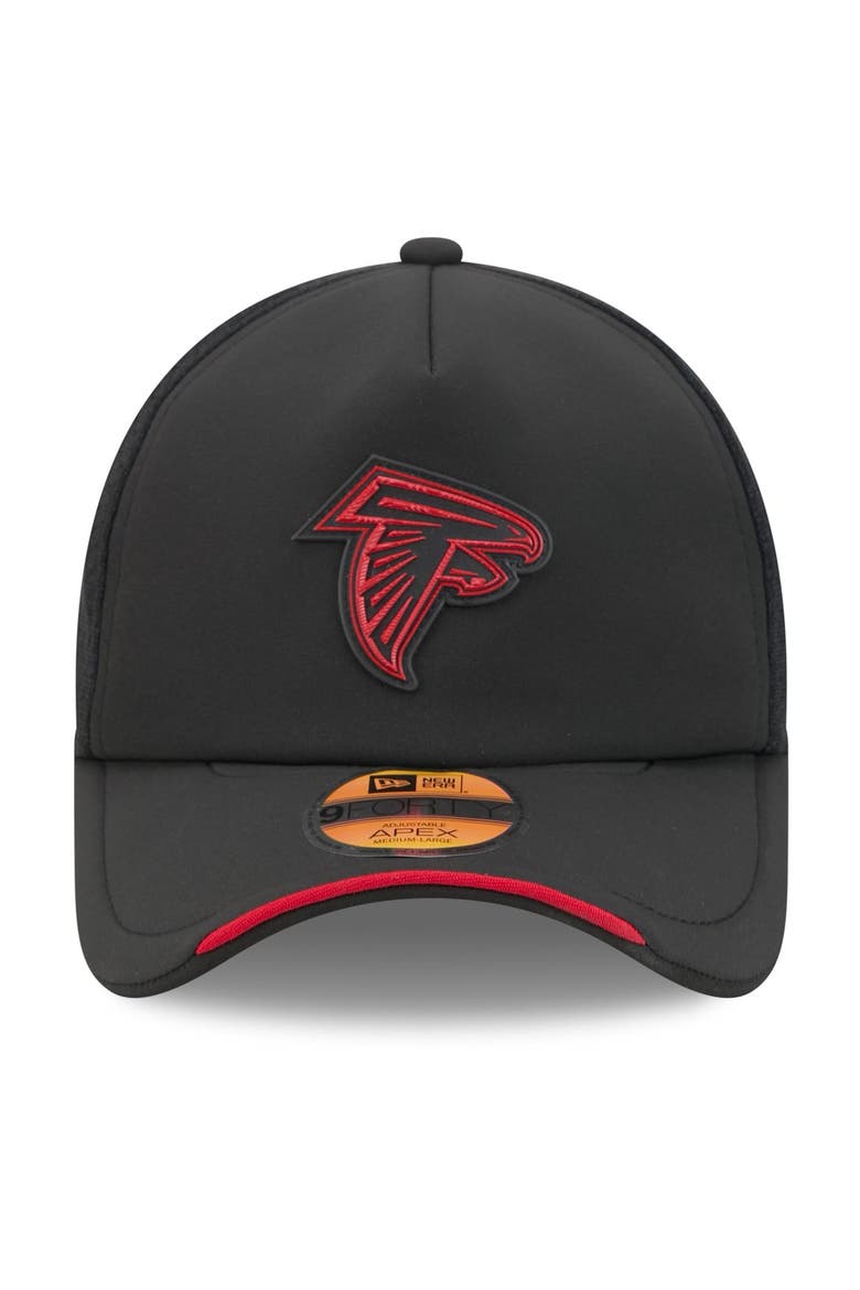 Men's New Era Black Atlanta Falcons 2026 Sideline Apex 9FORTY Adjustable Trucker Hat, Alternate, color, Black