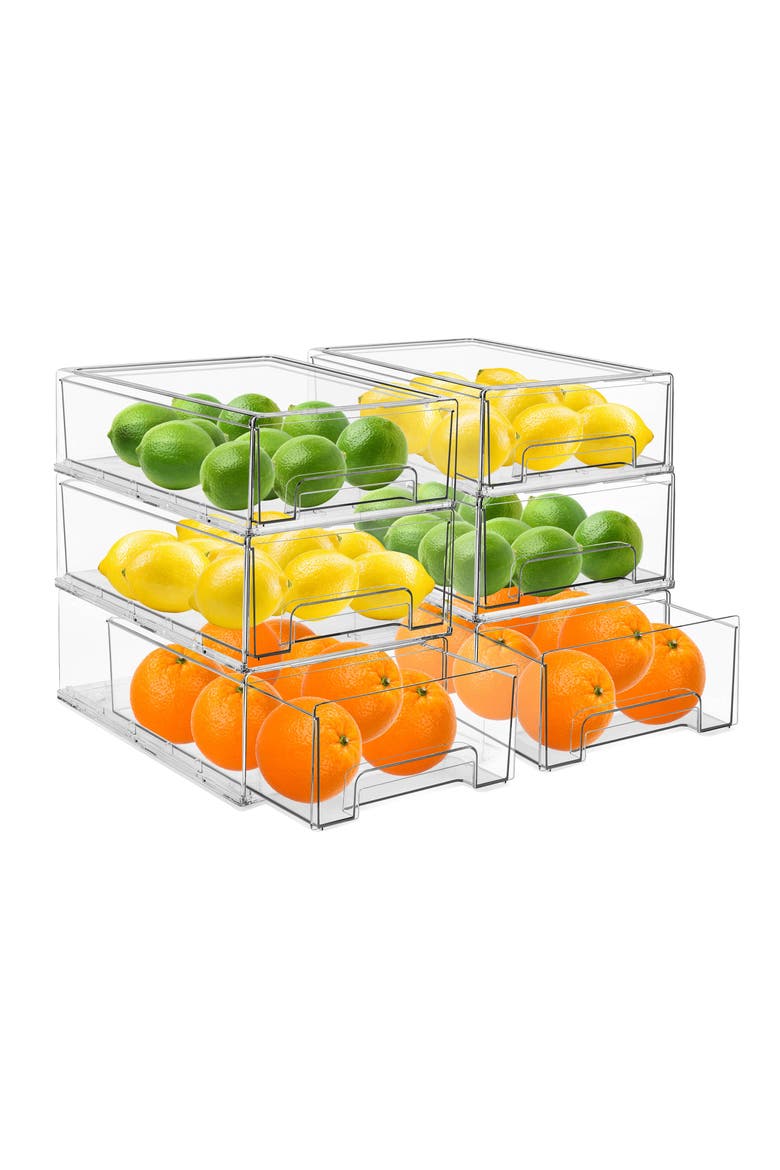 Set of 6 Pull-Out Fridge Storage Drawers, Main, color, NO COLOR