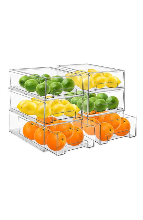 Set of 6 Pull-Out Fridge Storage Drawers