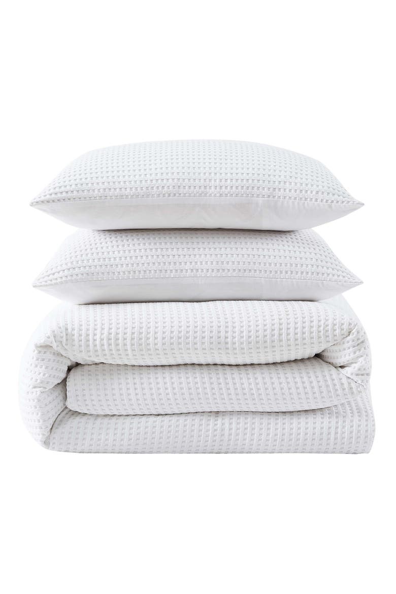 Solid Waffle Duvet Cover Set, Main, color, WHITE