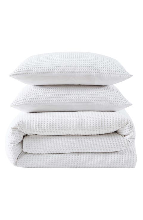 Solid Waffle Duvet Cover Set