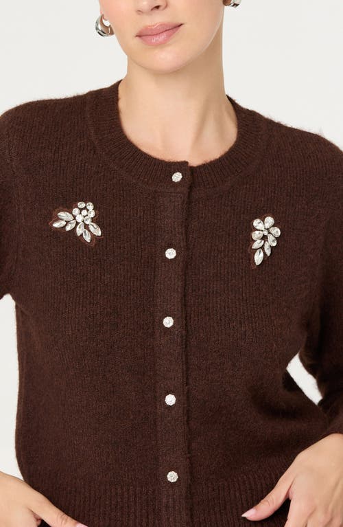 Astr The Label Kalie Embellished Cardigan In Brown