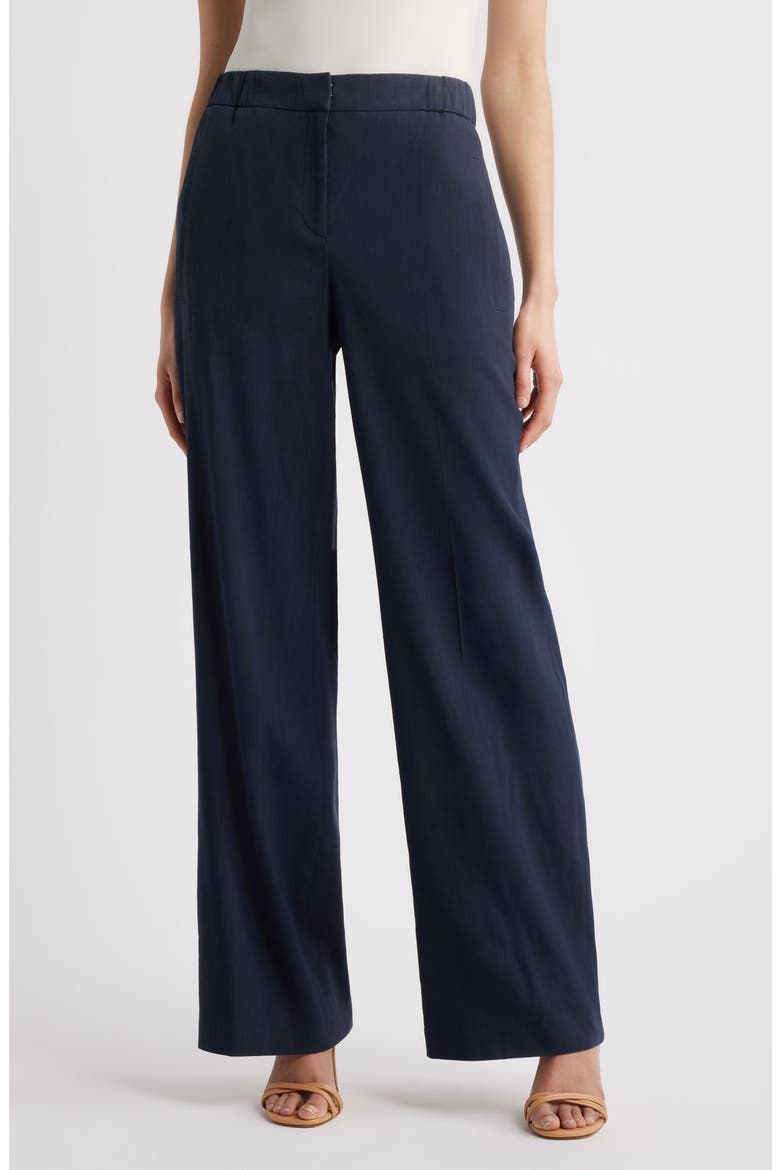 Linen Blend Flare Pants, Main, color, SKY CAPTAIN