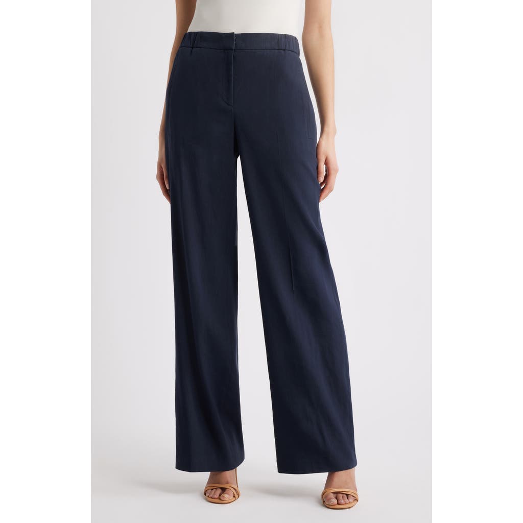Hugo Boss Boss Linen Blend Flare Pants In Sky Captain