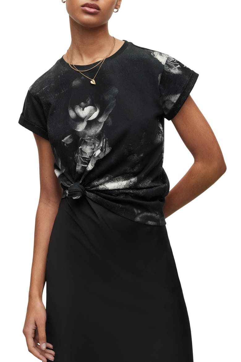 Zoella Anna Graphic Tee, Main, color, BLACK