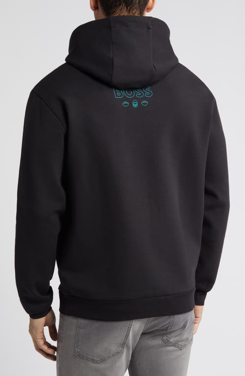 Hugo Boss Boss X Nfl Touchback Graphic Hoodie In Miami Dolphins Black