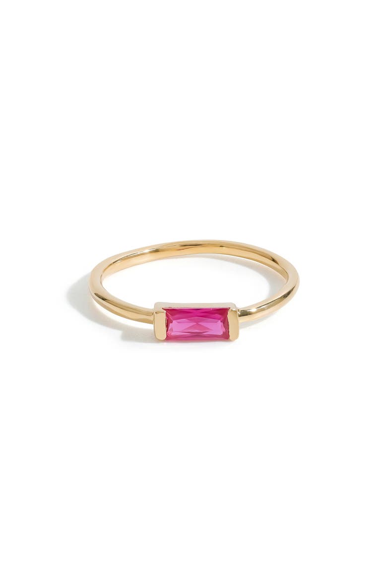 Lab Created Green Quartz Baguette Solitaire Ring, Alternate, color, PINK