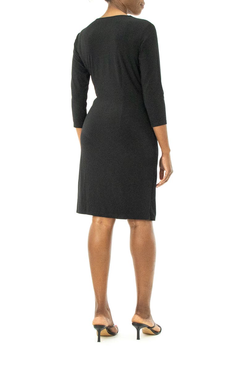 Nina Leonard Surplice Neck Three-Quarter Sleeve O-Ring Faux Wrap Dress, Alternate, color, 