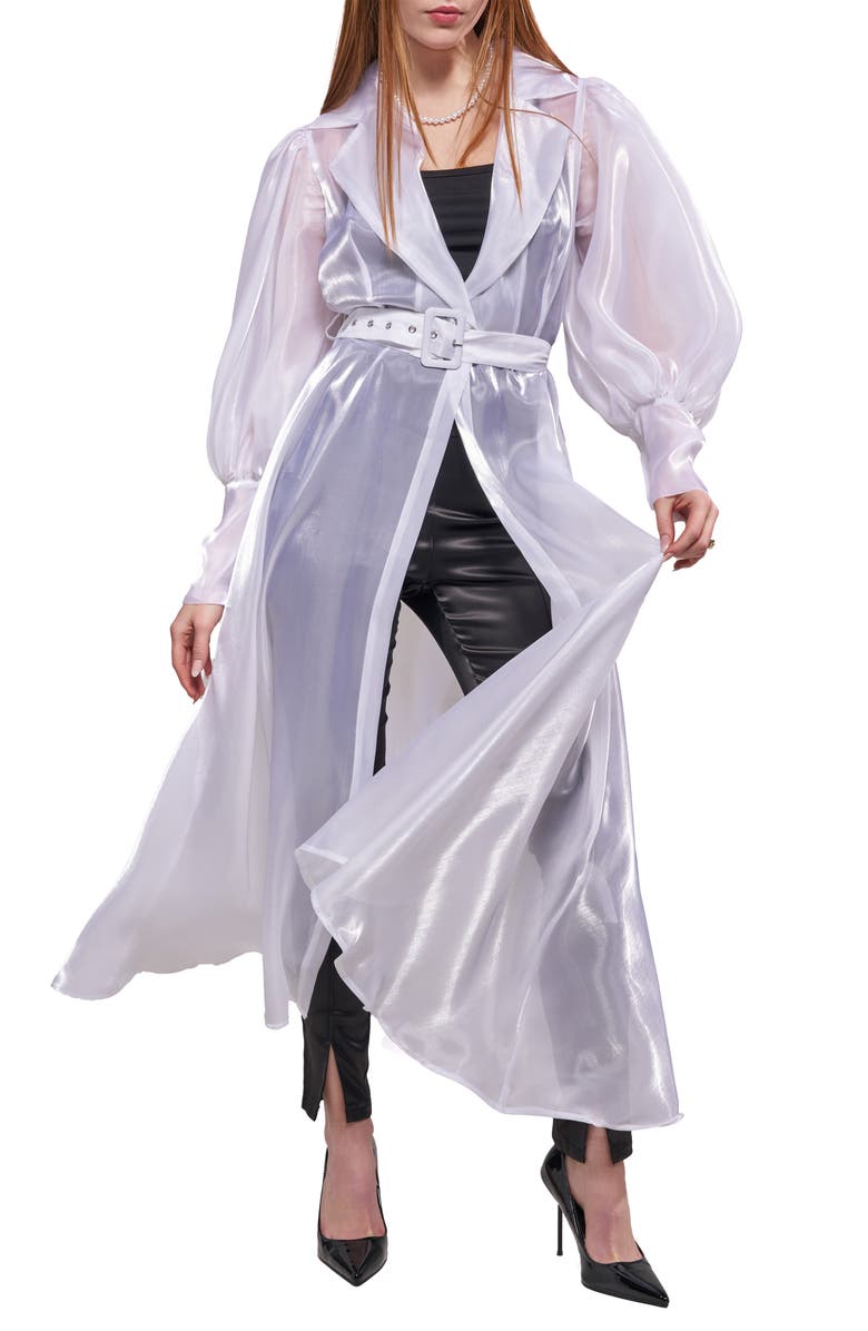 AZALEA WANG Cassara Sheer Trench Coat, Main, color, 