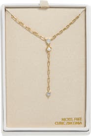 NORDSTROM RACK Faux Pearl & CZ Y-Necklace