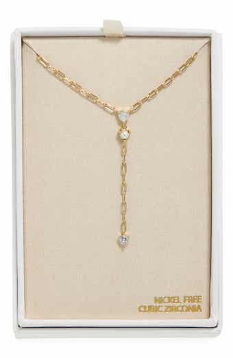 NORDSTROM RACK Faux Pearl & CZ Y-Necklace