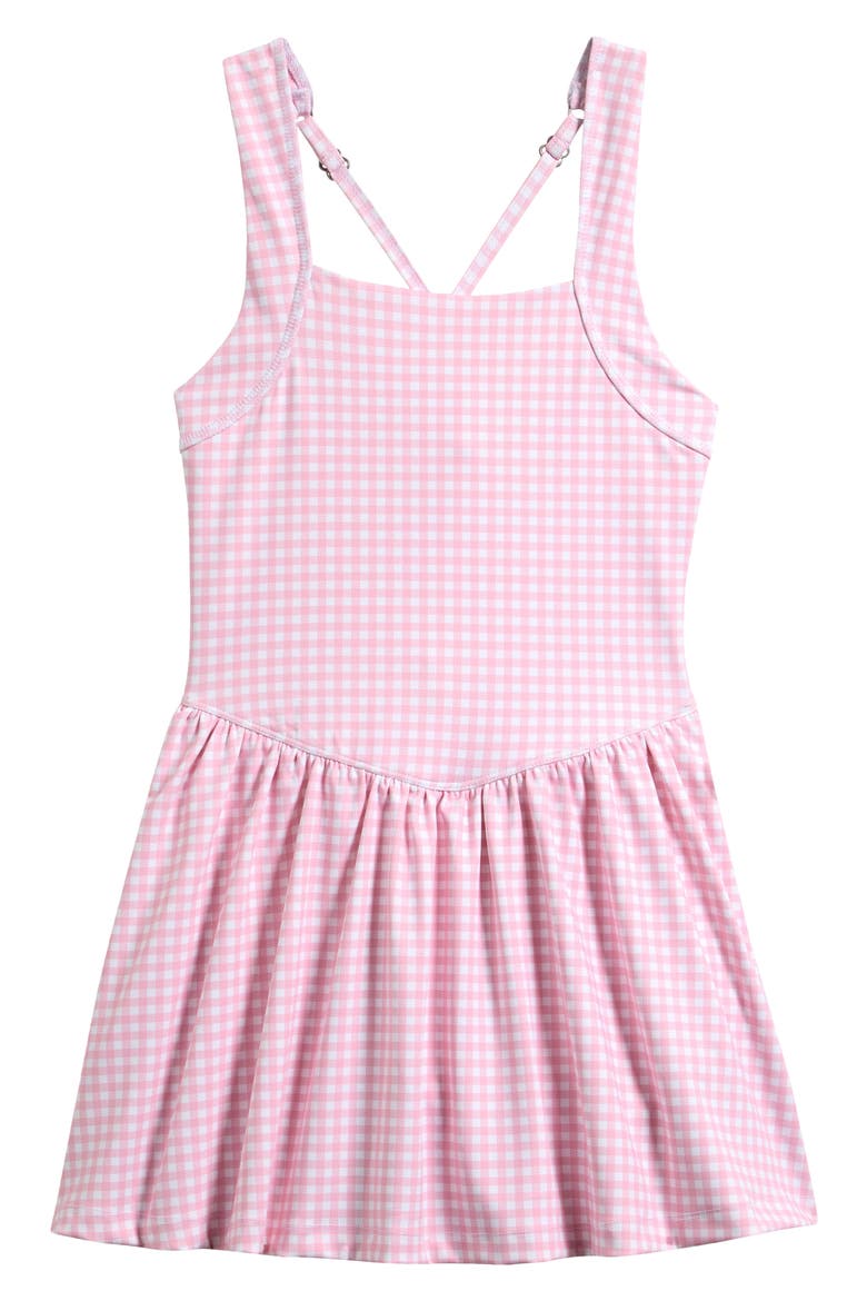 Kids' Print Drop Waist Dress with Built-In Shorts, Main, color, PINK NECTAR