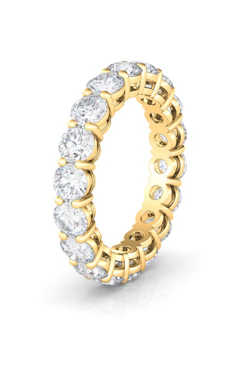 Round Cut Lab Created Diamond 18K Gold Eternity Band Ring