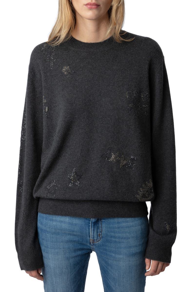 Zadig & Voltaire Bead Detail Cashmere Sweater, Main, color,