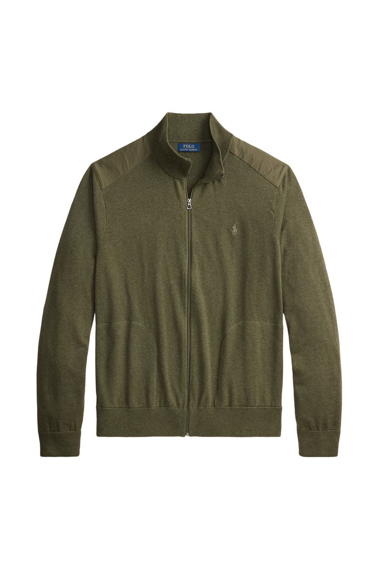 Big & Tall Zip-Front Hybrid Sweater, Alternate, color, OLIVE COMBO