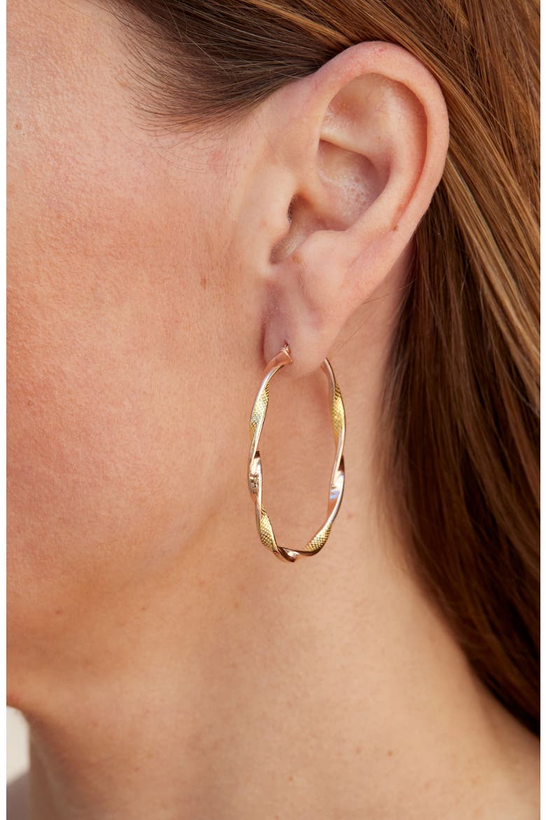 Textured Twist Hoop Earrings, Alternate, color, ROSE
