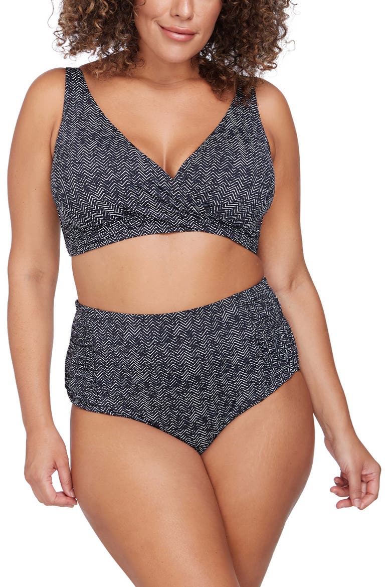 Zigzag Delacroix D-Cup & Up Bikini Top, Main, color, BLACK