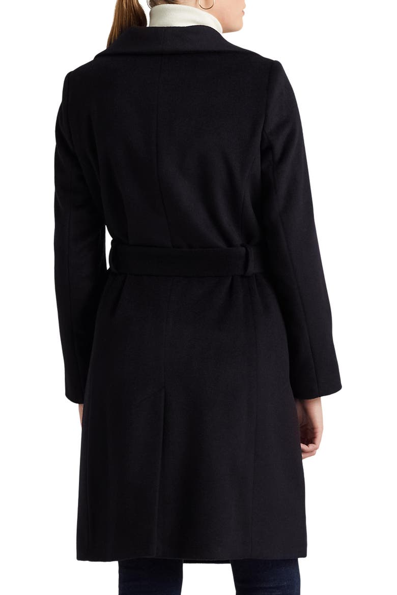 Belted Wool Blend Wrap Coat, Alternate, color, REGAL NAVY