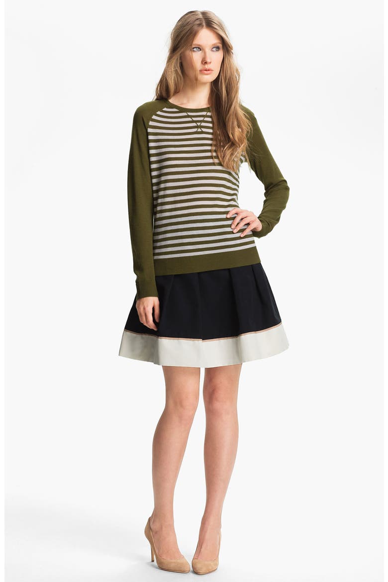 Hem Detail Faille Skirt (Nordstrom Exclusive), Alternate, color, BLACK/ NOUGAT/ IVORY