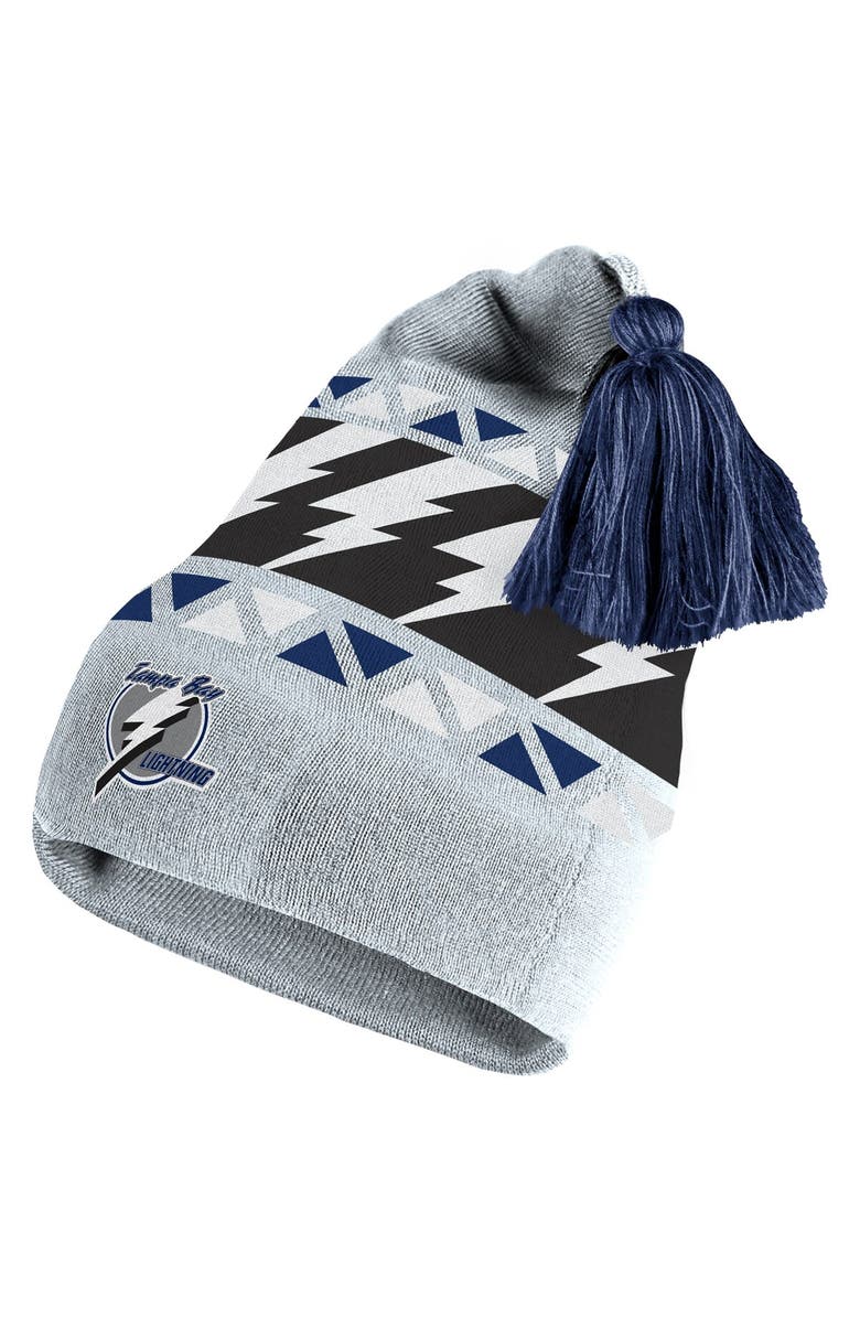 adidas Men's adidas Gray Tampa Bay Lightning Reverse Retro 2.0 Pom Cuffed Knit Hat, Main, color,