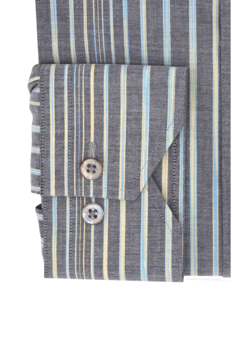 Men's Trim Fit Stripe Dress Shirt, Alternate, color, MOCHA