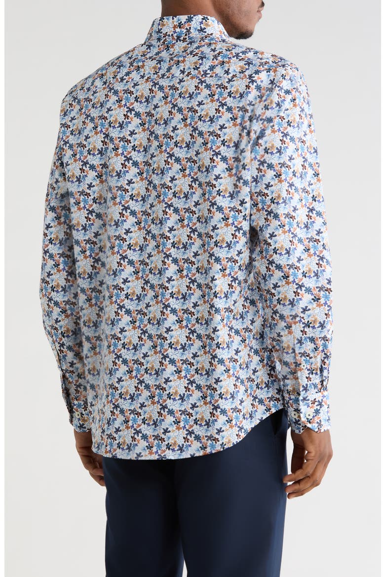 Julian Comfort Stretch Floral Button-Up Shirt, Alternate, color, TAN