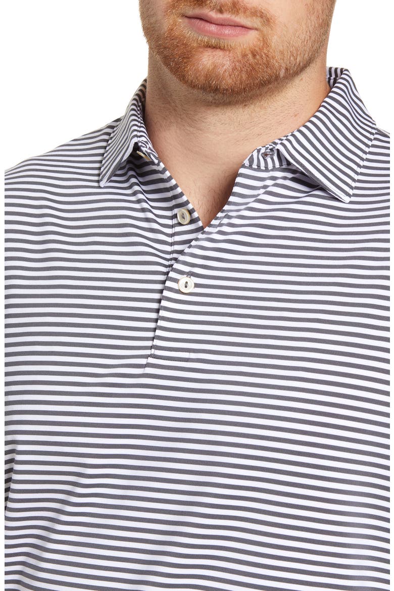 Stripe Stretch Jersey Performance Polo, Alternate, color, IRON/ WHITE