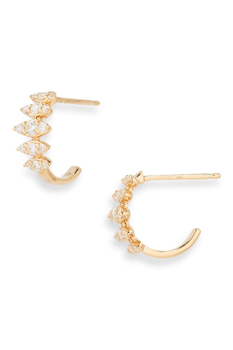 Sophia Ryan Diamond Hoop Earrings, Main, color, YELLOW GOLD/ DIAMOND