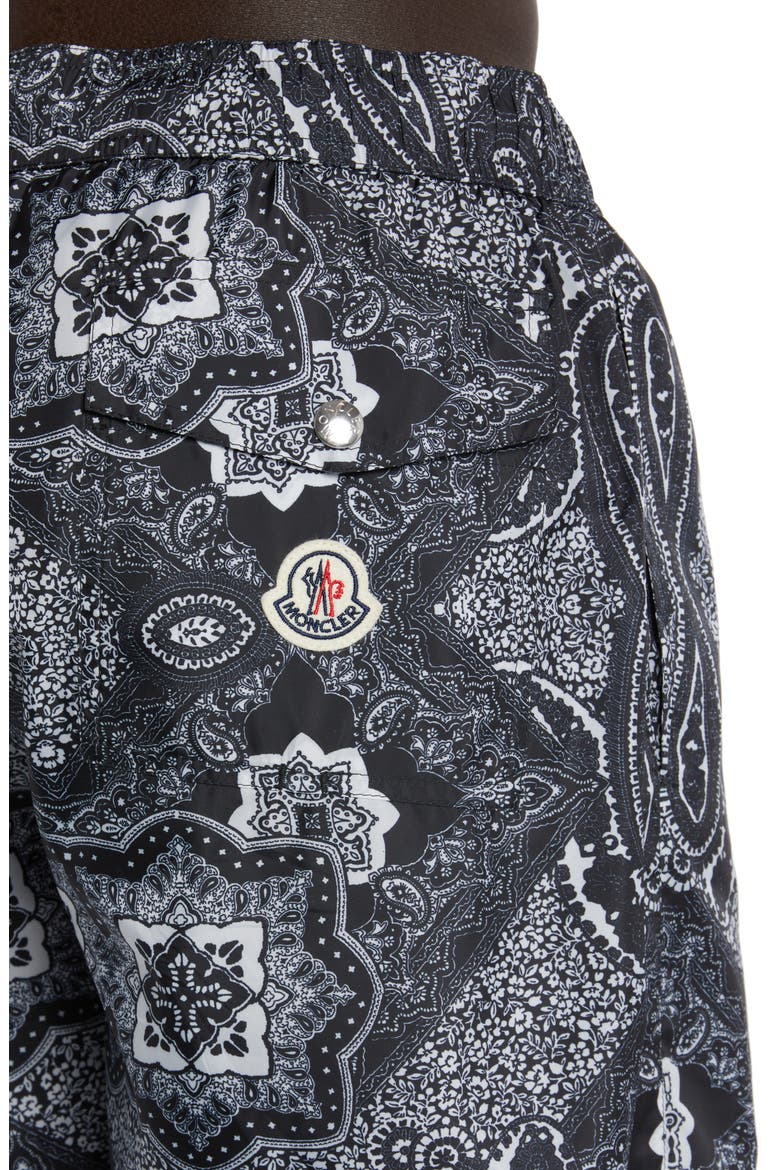 Bandana Print Swim Trunks, Alternate, color, BLACK