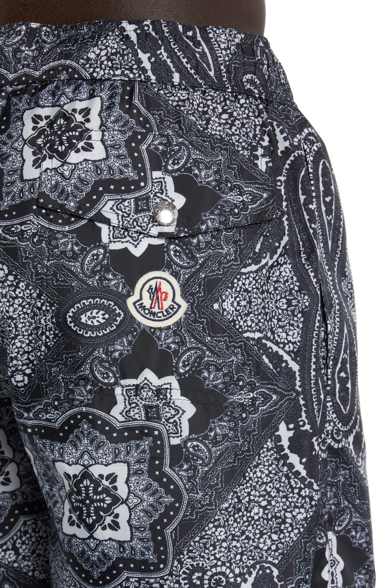 Moncler Bandana Print Swim Trunks, Alternate, color,