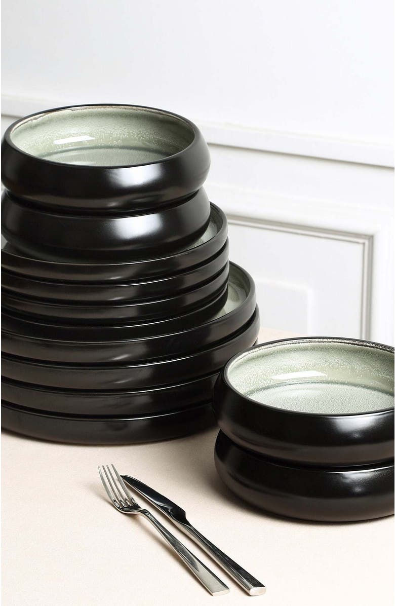 Stone Lain Lagoon Stoneware 24-Piece Dinnerware Set, Alternate, color, Green