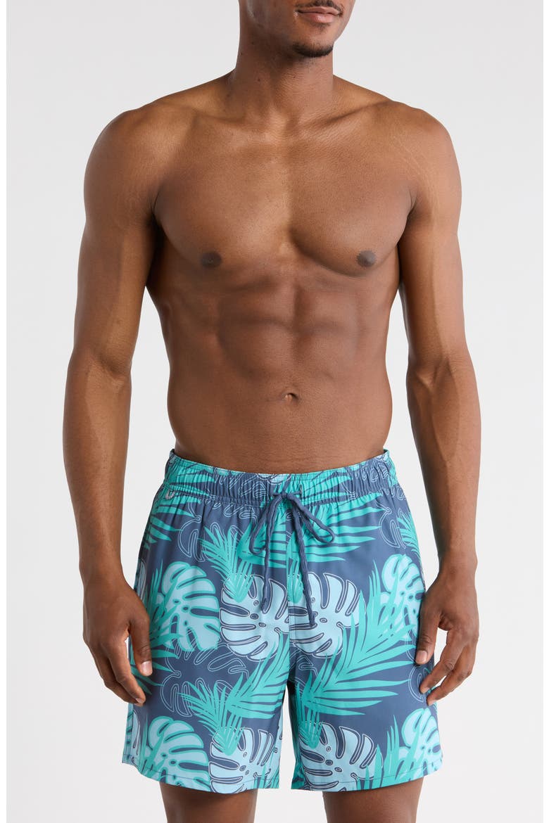 Palm Swim Trunks, Main, color, BERING SEA/ SKY BLUE/