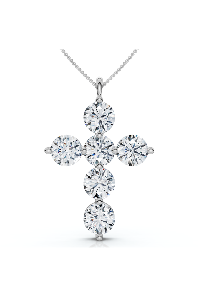6Ct Diamond Cross Pendant Lab Grown 18" Necklace, Main, color, White Gold