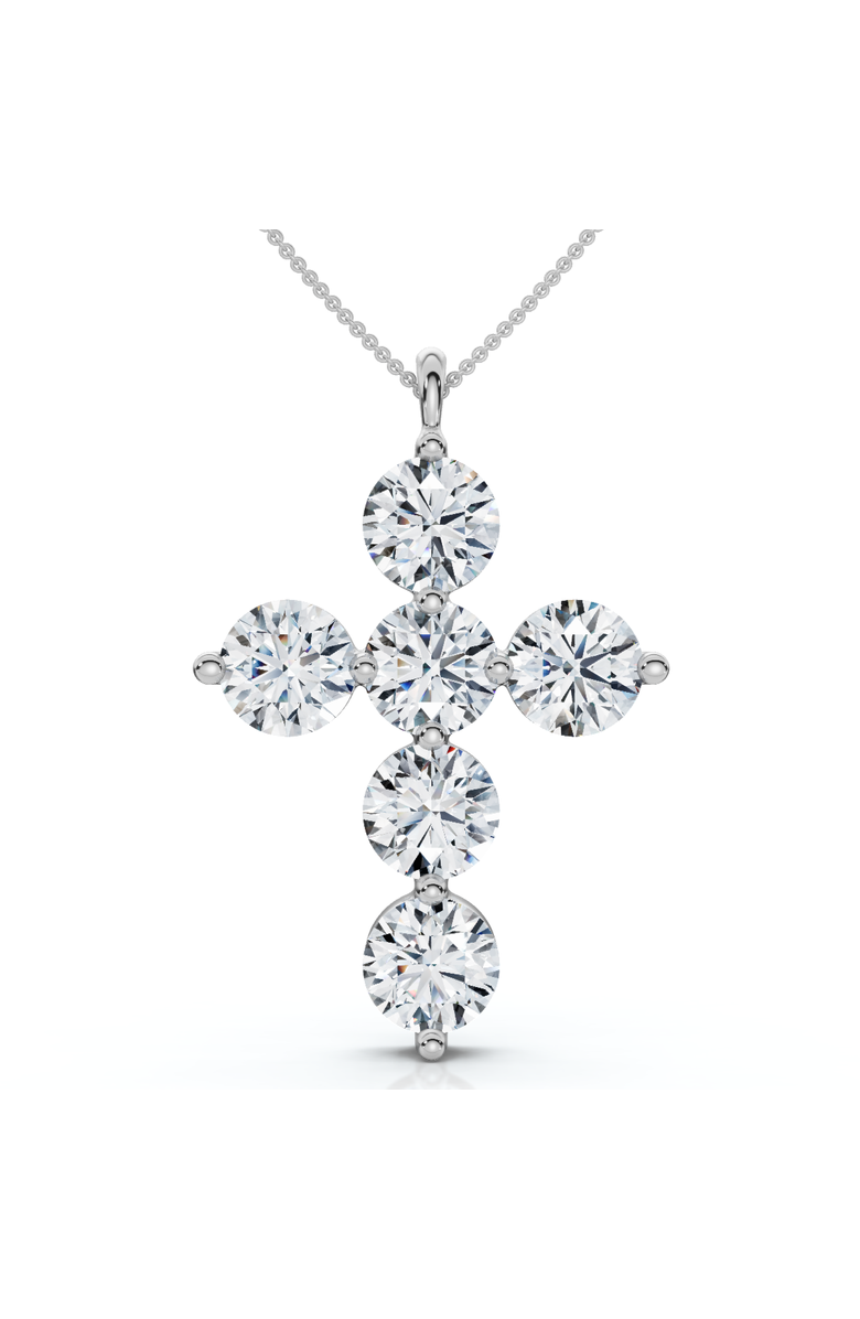 Bliss Diamond 6Ct Diamond Cross Pendant Lab Grown 18" Necklace, Main, color, White Gold