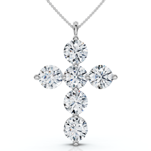 Bliss Diamond 6ct Diamond Cross Pendant Lab Grown 18" Necklace In Gold