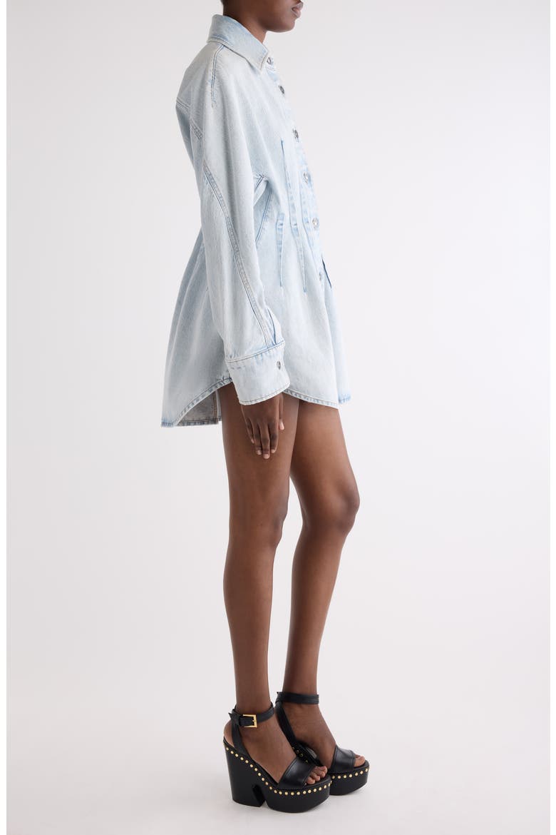Long Sleeve Shaped Denim Minidress, Alternate, color, LIGHT BLUE