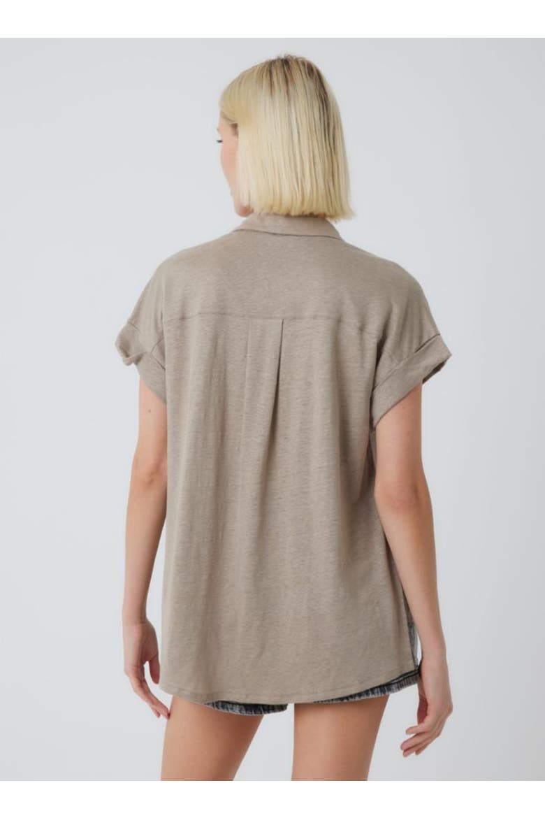 Stretch Linen S/S Shirt With Rolled Cuff, Alternate, color, DESERT